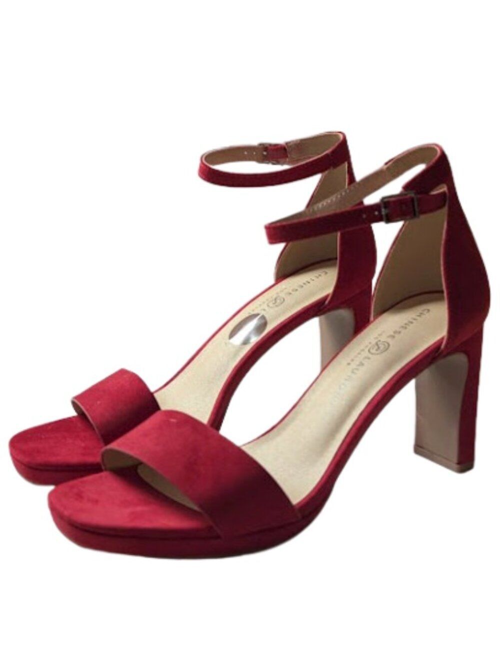 CL By Laundry Womens Super Suede Ankle Strap High Heel Sandals Red Size 8 NWOB